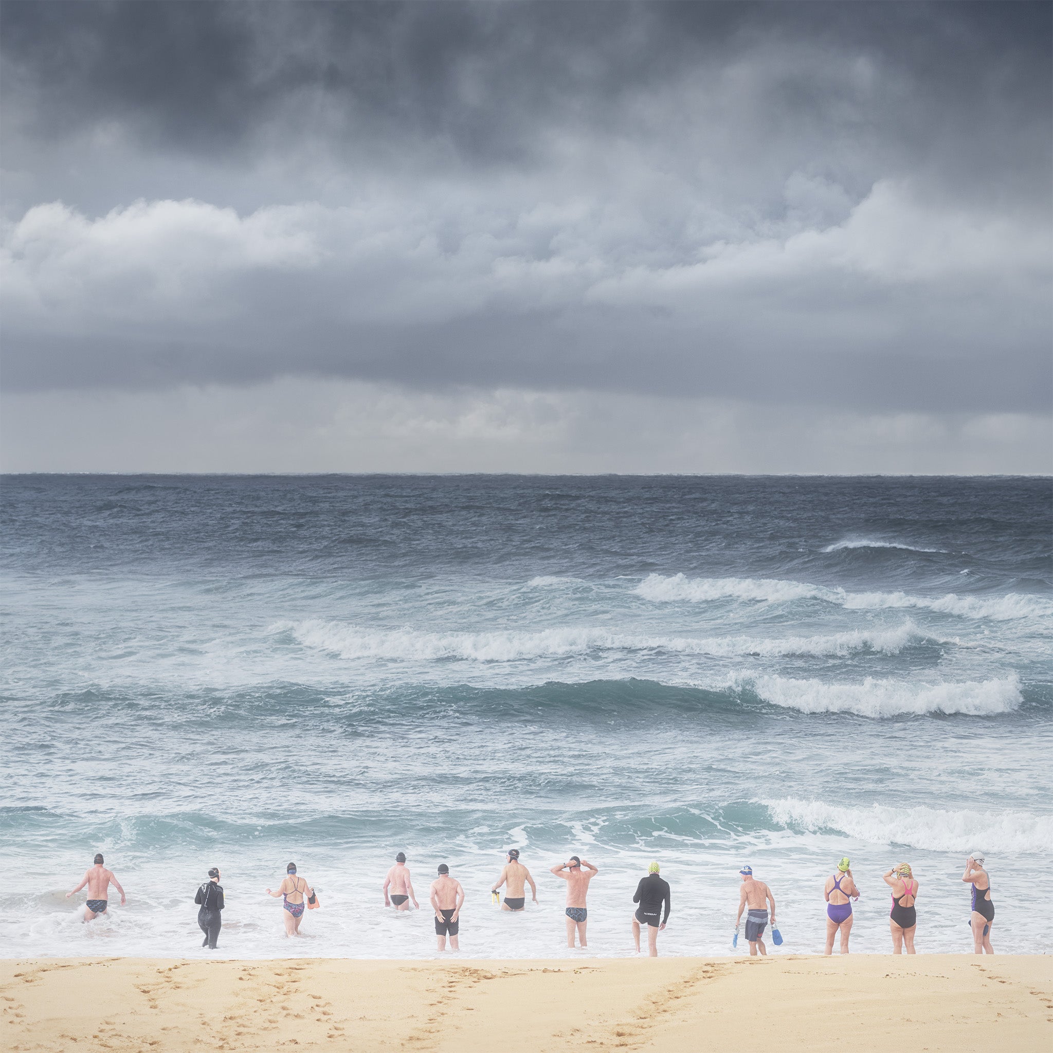 Coastal fine art print - photograph of swimmers at Mona Vale, NSW