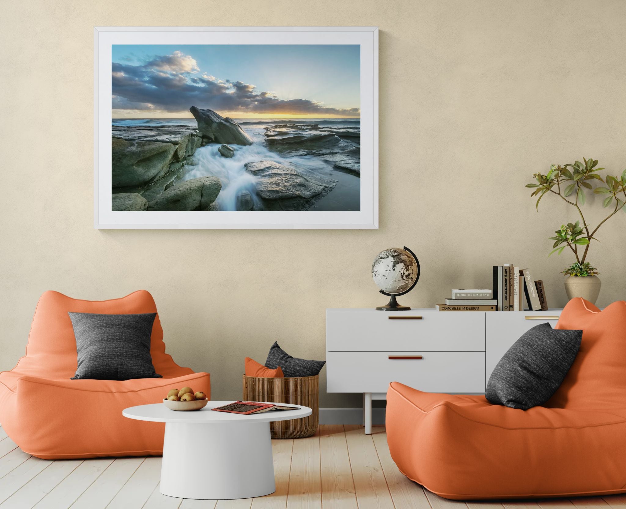 Coastal fine art print - photograph of sunrise at Dolphin Rock, Point Cartwright, QLD