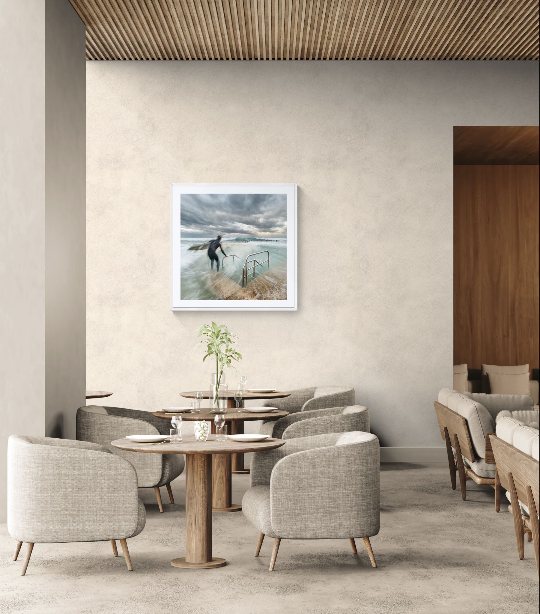 Coastal fine art print - photograph of a surfer at Avalon Rockpool, NSW