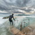 Coastal fine art print - photograph of a surfer at Avalon Rockpool, NSW