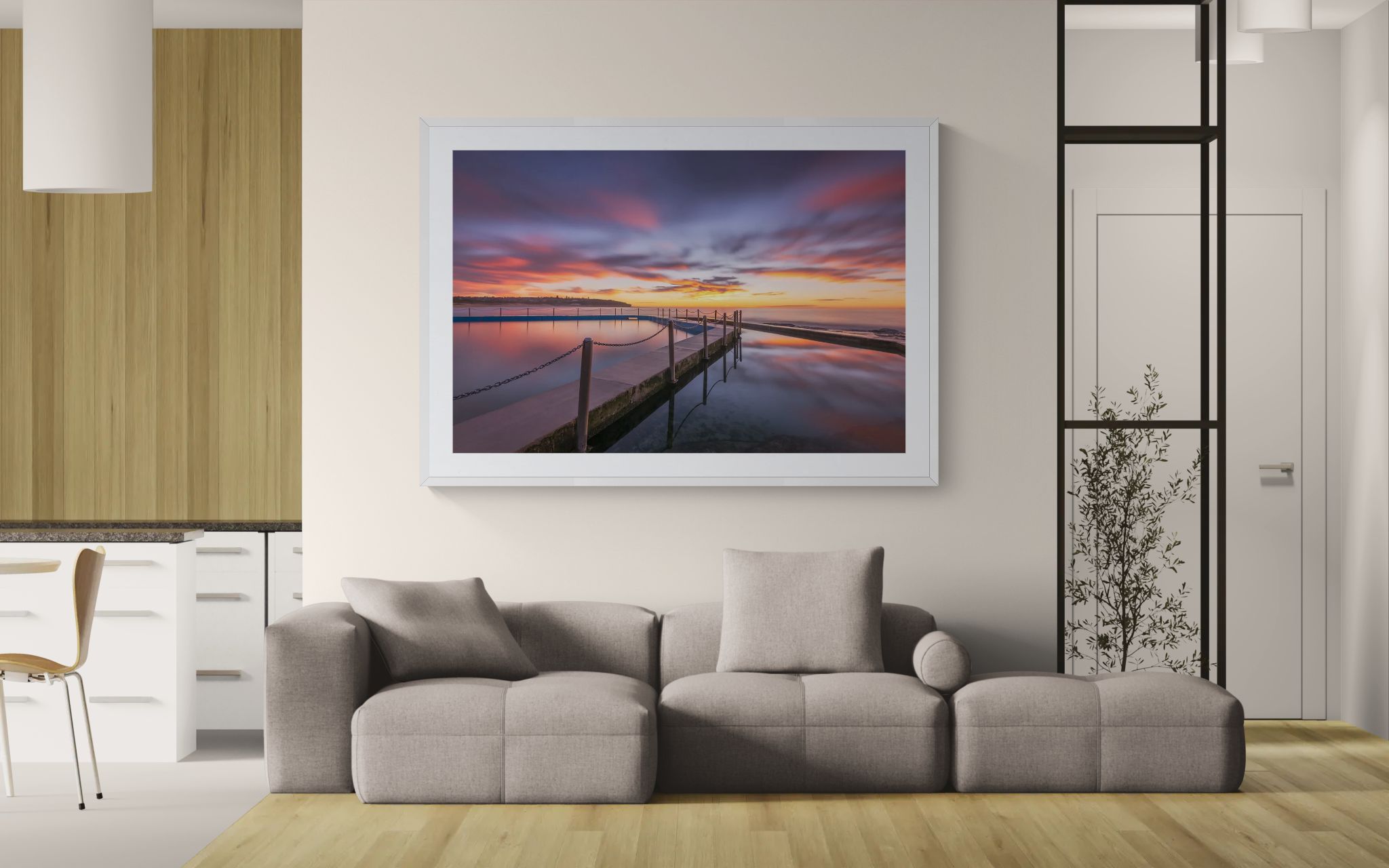Coastal fine art print - photograph of sunrise at South Curl Curl rockpool, NSW