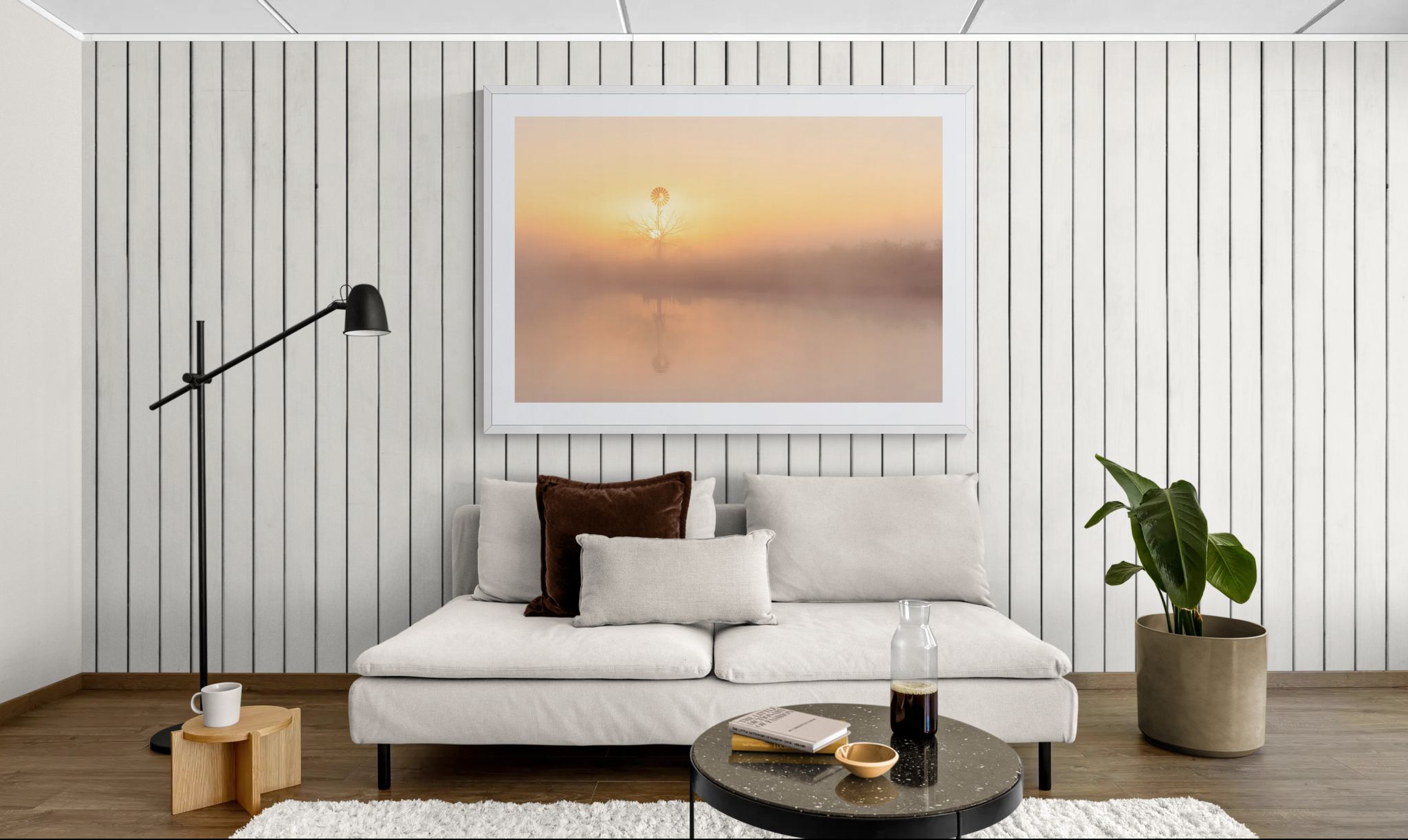 Country fine art print - photograph of windmill during foggy sunrise at Richmond Lowlands, NSW