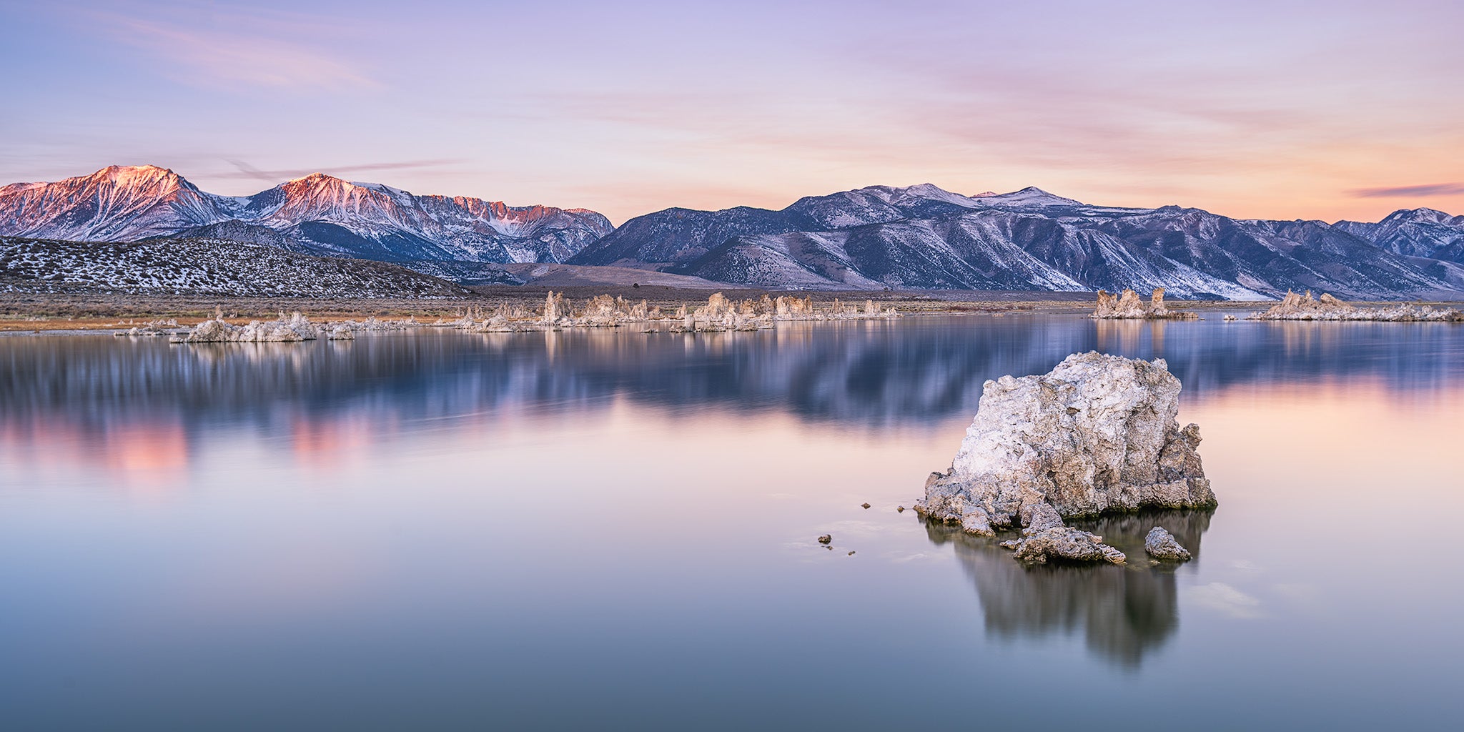 Inland water fine art print - photograph of sunrise over Mono Lake, California, USA
