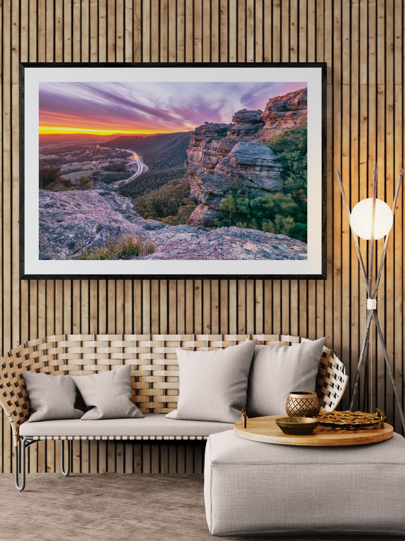 Mountains fine art print - photograph of sunset at Hassans Wall, Lithgow, NSW