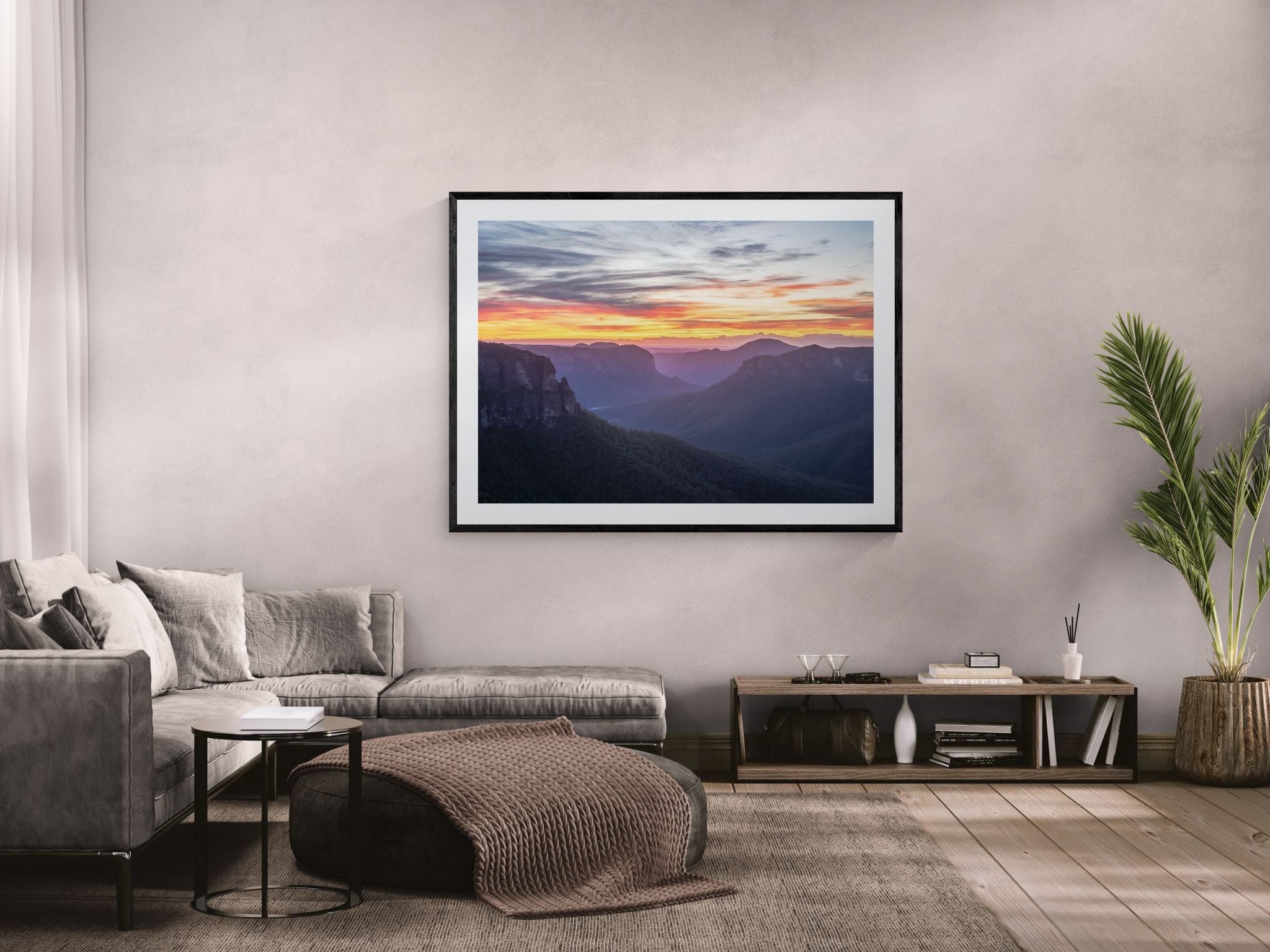 Mountains fine art print - photograph of sunrise at Govetts Leap, Blue Mountains, NSW
