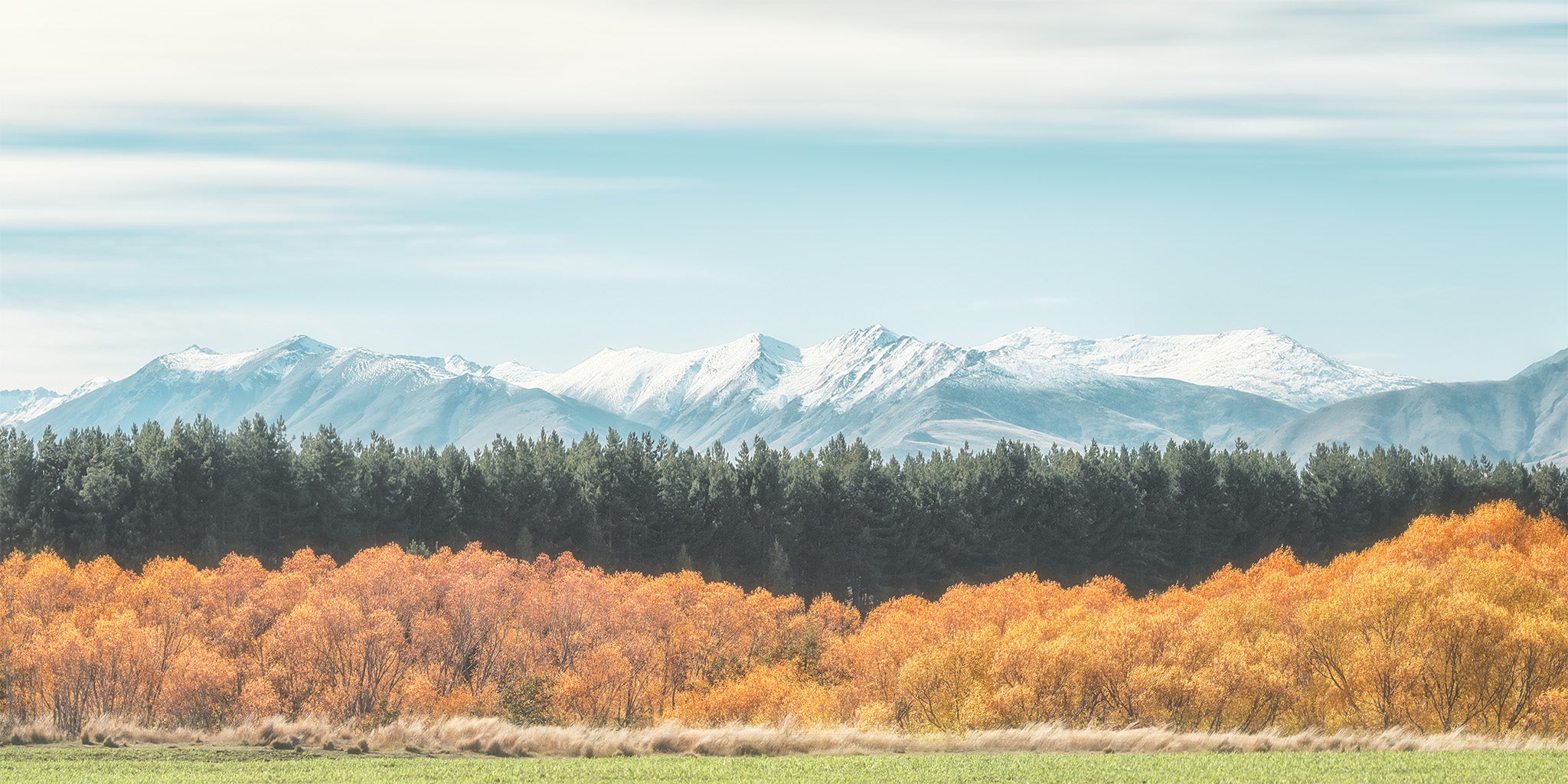 Mountains fine art print - photograph of mountains and autumn in New Zealand South Island