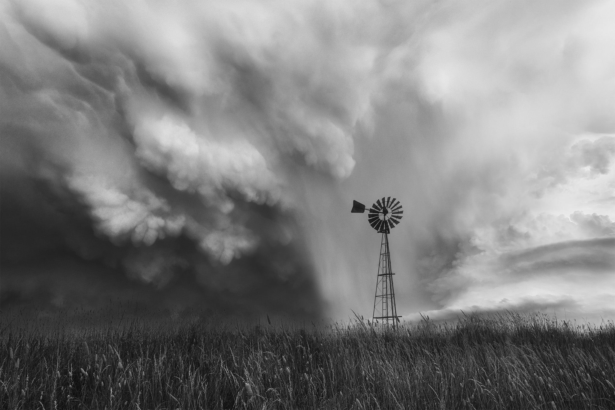 Storms fine art print - photograph of a windmill during thunderstorm in Orange, NSW