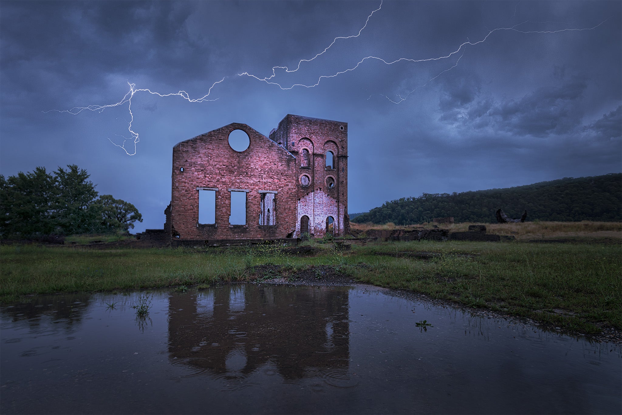 Storms fine art print - photograph of storm at Lithgow Blast Furnace, NSW