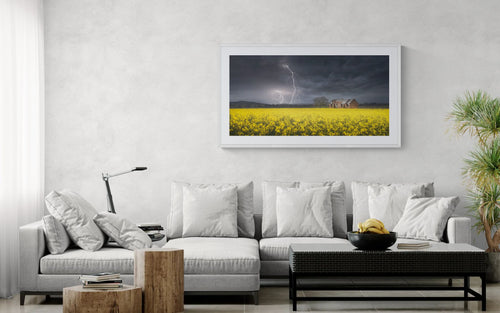 Storms fine art print - photograph of thunderstorm over canola field in Goulburn, NSW