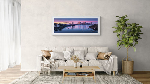 Urban fine art print - photograph of Sydney skyline during sunrise taken from Waverton, NSW