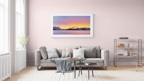 Urban fine art print - photograph of sunset over Sydney skyline from Cremorne, NSW