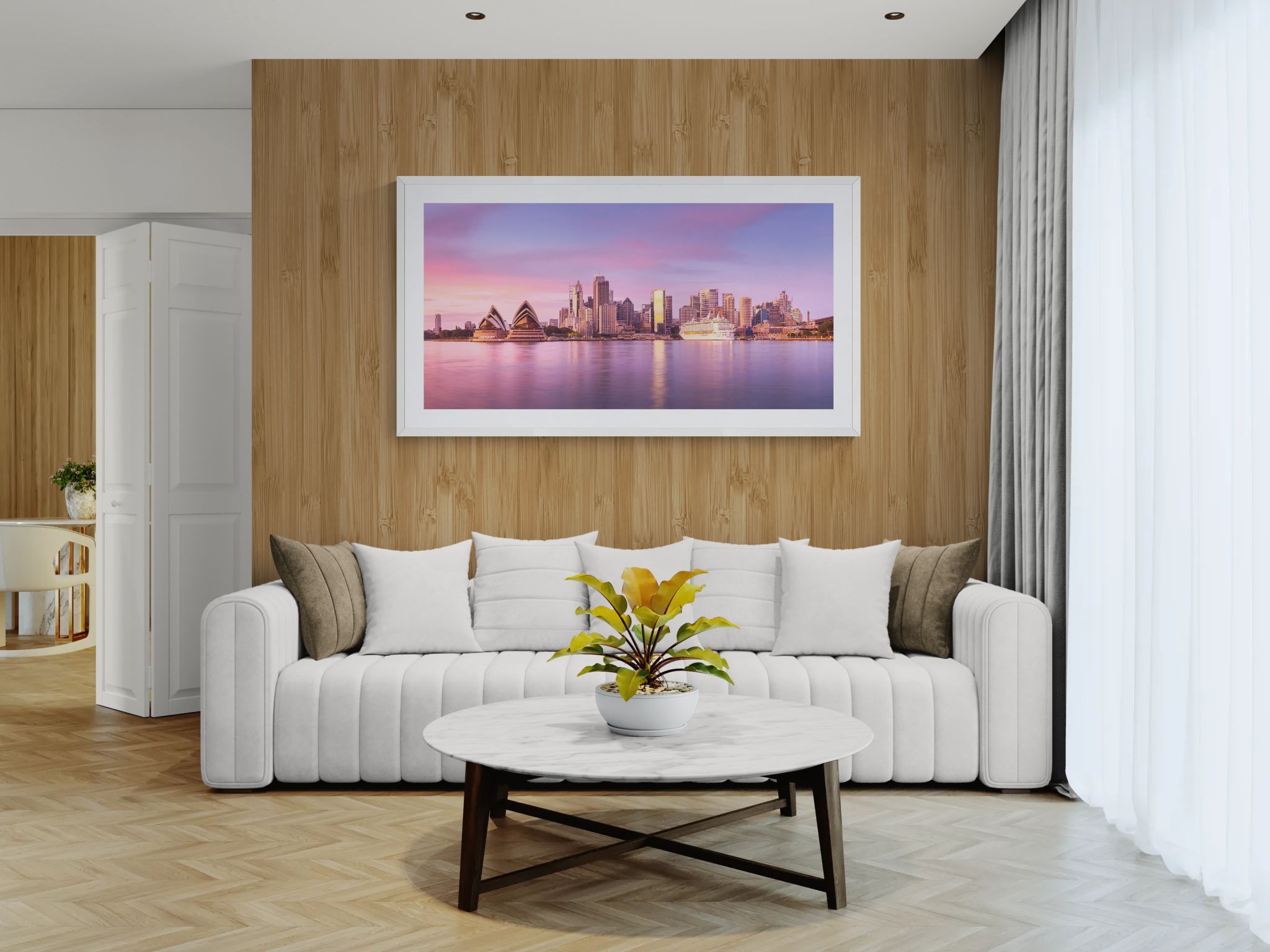 Urban fine art print - long exposure sunrise photograph of Sydney skyline from Kirribilli